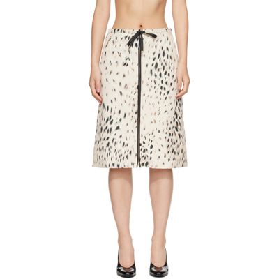 Moncler Moncler Beige Animalier Print Padded Midi Skirt