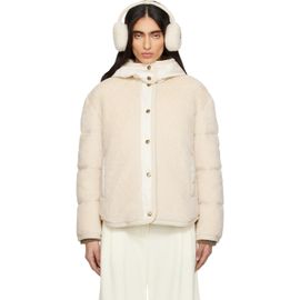 Moncler Moncler Beige Ciboulette Braided Trim Teddy Hooded Down Jacket