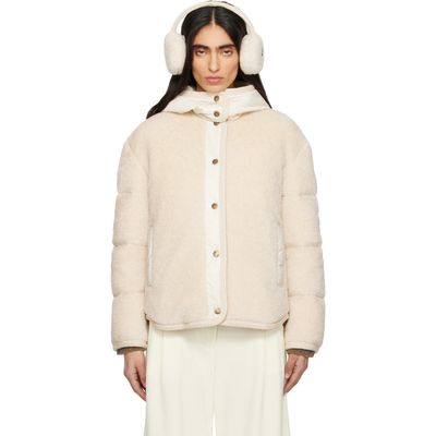 Moncler Moncler Beige Ciboulette Braided Trim Teddy Hooded Down Jacket