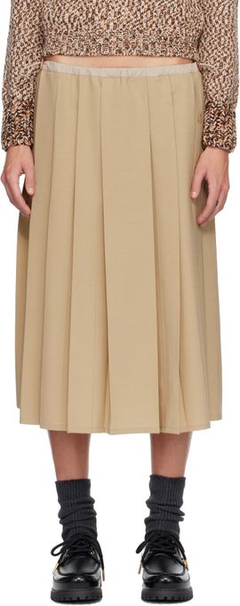 Moncler Moncler Beige Pleated Midi Skirt