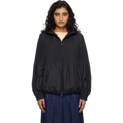 Moncler Moncler Black Anemone Pleated Hooded Jacket