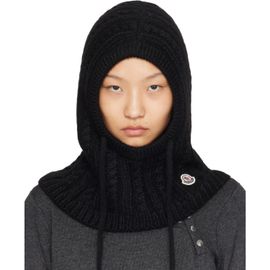 Moncler Moncler Black Cable Knit Alpaca Blend Balaclava