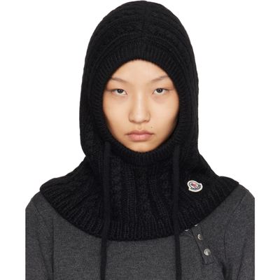 Moncler Moncler Black Cable Knit Alpaca Blend Balaclava