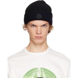 Moncler Moncler Black Cashmere Blend Logo Beanie
