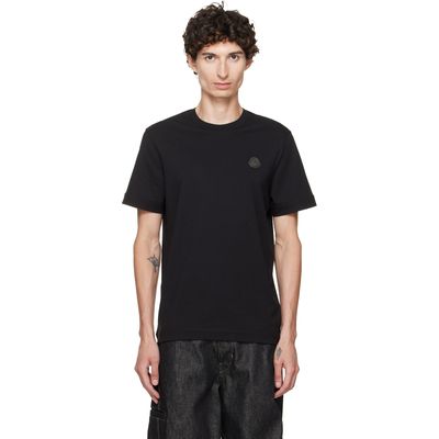 Moncler Moncler Black Double Leather Logo Cotton T-shirt