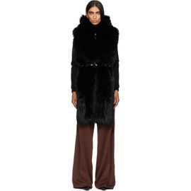 Moncler Moncler Black Long Hair Fabric Scarf