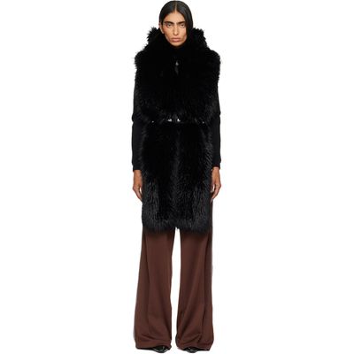 Moncler Moncler Black Long Hair Fabric Scarf