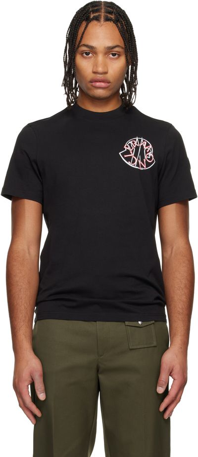 Moncler Moncler Black Overlapped Logo Cotton T-shirt