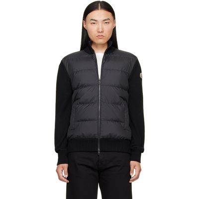 Moncler Moncler Black Padded Wool Zip-Up Down Cardigan