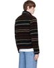 Moncler Moncler Black Striped Wool Fleece Zip Sweater - 3
