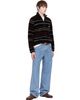 Moncler Moncler Black Striped Wool Fleece Zip Sweater - 4