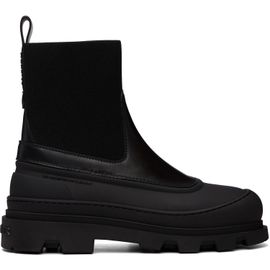 Moncler Moncler Black Vera Edge Leather Ankle Boots