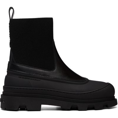 Moncler Moncler Black Vera Edge Leather Ankle Boots