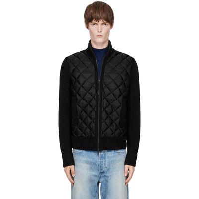 Moncler Moncler Black Wool & Nylon Down Cardigan