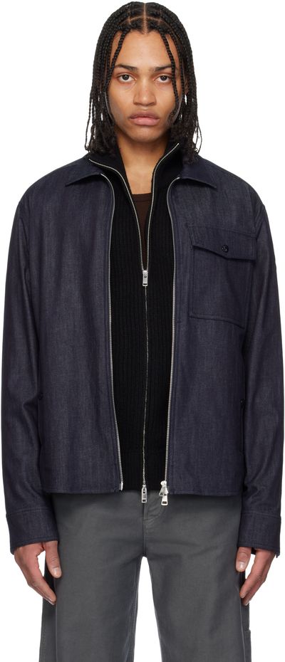 Moncler Moncler Blue Long Sleeve Zip-Up Denim Jacket