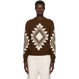 Moncler Moncler Brown Geometric Jacquard Wool Blend Sweater