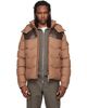Moncler Moncler Brown Ravelis Hooded Zig-Zag Down Jacket - 1