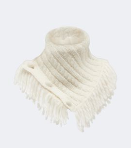 Moncler Moncler Cable-knit fringed alpaca and wool-blend scarf