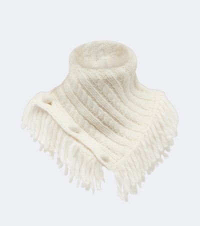 Moncler Moncler Cable-knit fringed alpaca and wool-blend scarf