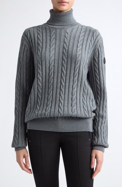 Moncler Moncler Cable Knit Virgin Wool Turtleneck Sweater