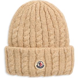 Moncler Moncler Cable Stitch Logo Patch Alpaca & Wool Blend Beanie