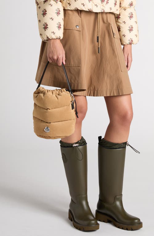 Moncler Moncler Caradoc Quilted Puffer Suede Bucket Bag