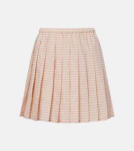 Moncler Moncler Checked pleated cotton-blend miniskirt