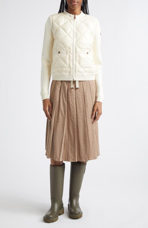 Moncler Moncler Cotton & Nylon Quilt Front Cardigan