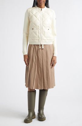Moncler Moncler Cotton & Nylon Quilt Front Cardigan