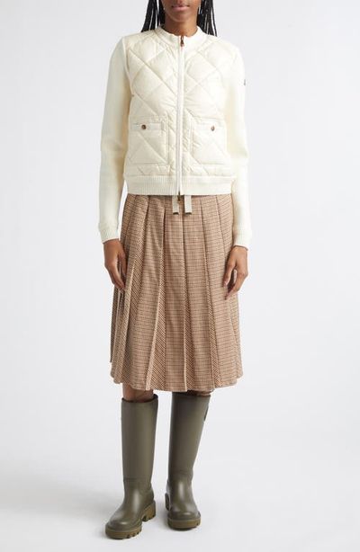Moncler Moncler Cotton & Nylon Quilt Front Cardigan