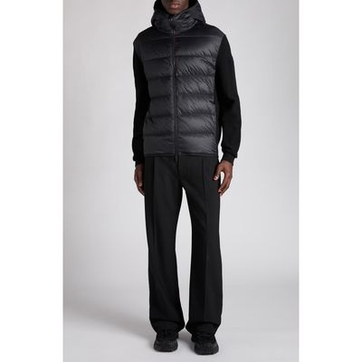 Moncler Moncler Cotton Knit & Down Hooded Cardigan