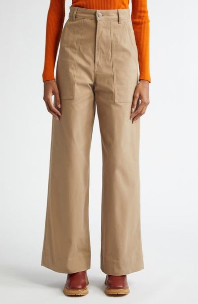 Moncler Moncler Cotton Stretch Gabardine Wide Leg Pants