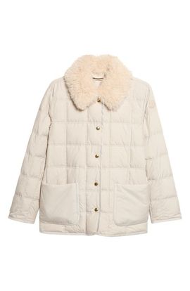 Moncler Moncler Cygnes Quilted Down Jacket with Faux Fur Collar