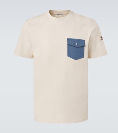 Moncler Moncler Denim-trimmed cotton jersey T-shirt