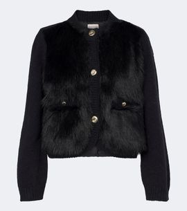 Moncler Moncler Down-paneled alpaca and wool-blend cardigan
