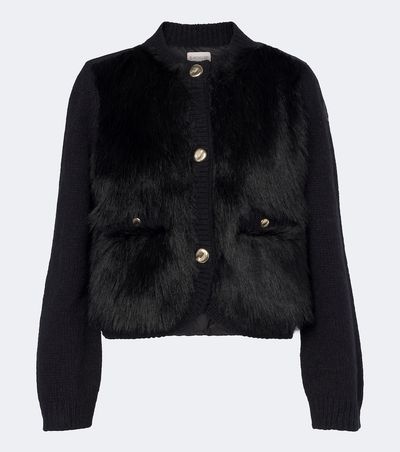 Moncler Moncler Down-paneled alpaca and wool-blend cardigan