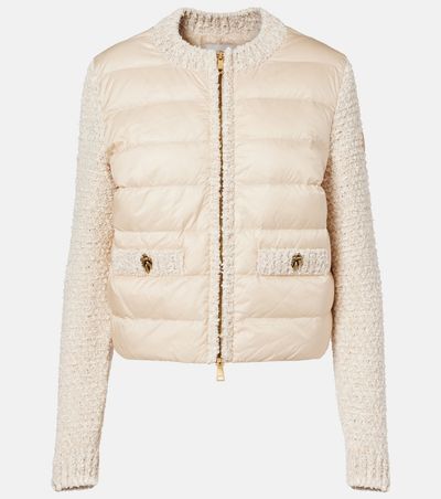 Moncler Moncler Down-paneled bouclé-trimmed zip-up cardigan