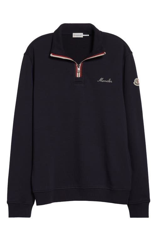 Moncler - Embroidered Logo Patch Fleece Quarter Zip Sweatshirt