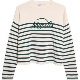 Moncler Moncler Embroidered Logo Stripe Virgin Wool Sweater