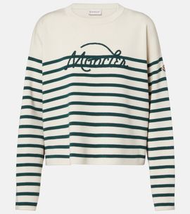 Moncler Moncler Embroidered striped virgin wool sweater