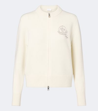 Moncler Moncler Embroidered wool and cashmere cardigan
