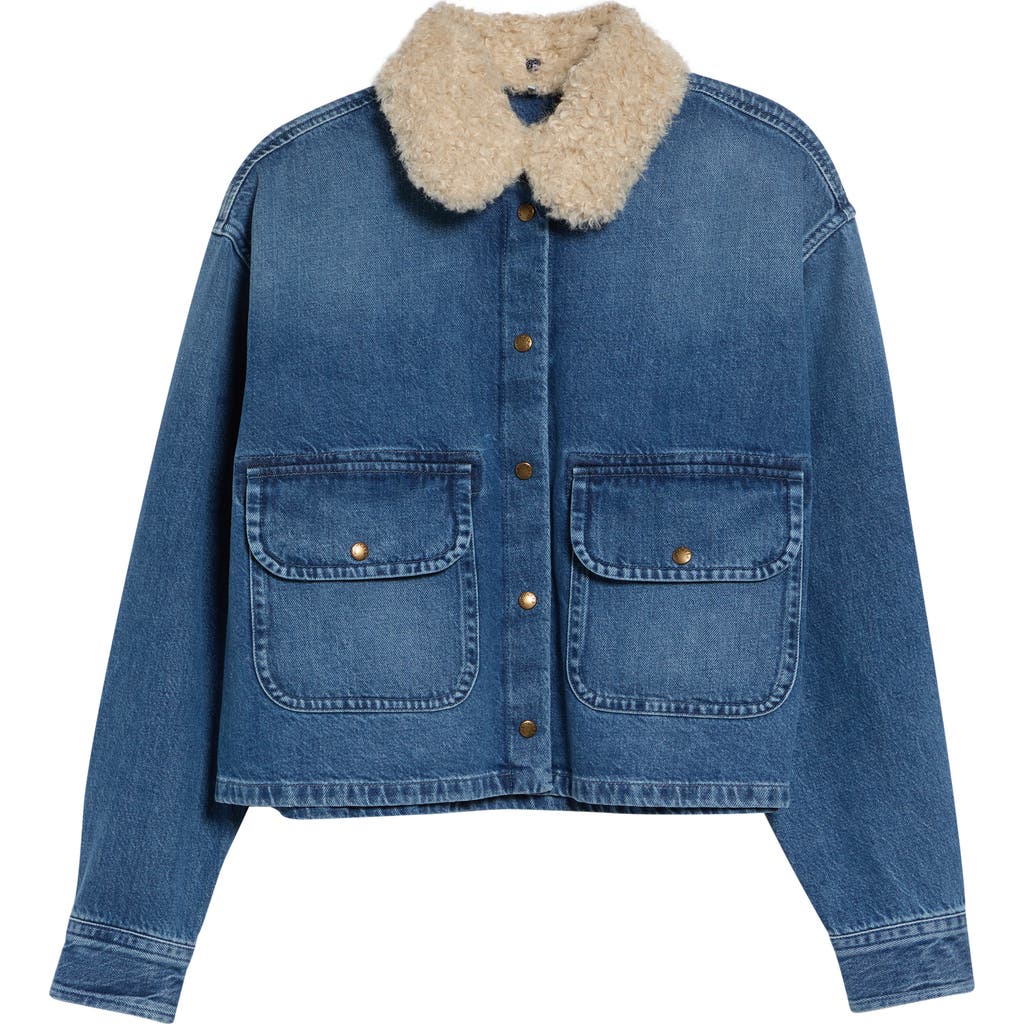 Moncler Moncler Faux Shearling Collar Denim Jacket