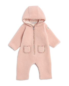 Moncler Moncler Girls' Hooded Teddy Fleece Romper