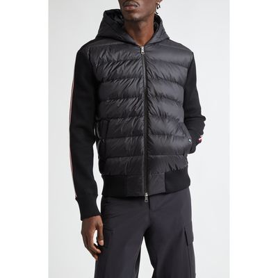 Moncler Moncler Hybrid Down & Wool Full Zip Hoodie