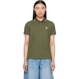 Moncler Moncler Khaki Tricolor-Trimmed Cotton Piquet Polo