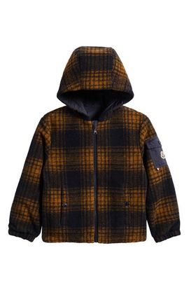 Moncler Moncler Kids' Aubrac Hooded Plaid Fleece Jacket