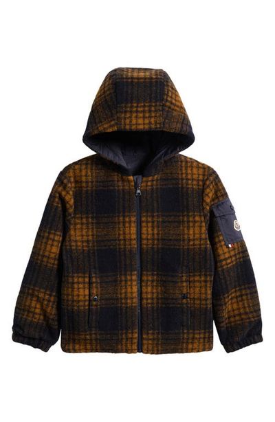 Moncler Moncler Kids' Aubrac Hooded Plaid Fleece Jacket