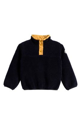 Moncler Moncler Kids' Cowboy Embroidered High Pile Fleece Mock Neck Pullover