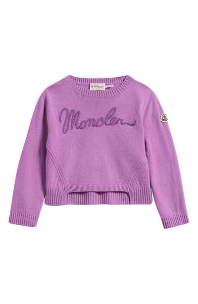 Moncler Moncler Kids' Embroidered Logo Virgin Wool & Cashmere Sweater