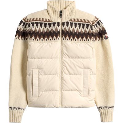 Moncler Moncler Kids' Fair Isle Wool Knit & Quilted Down Cardigan
